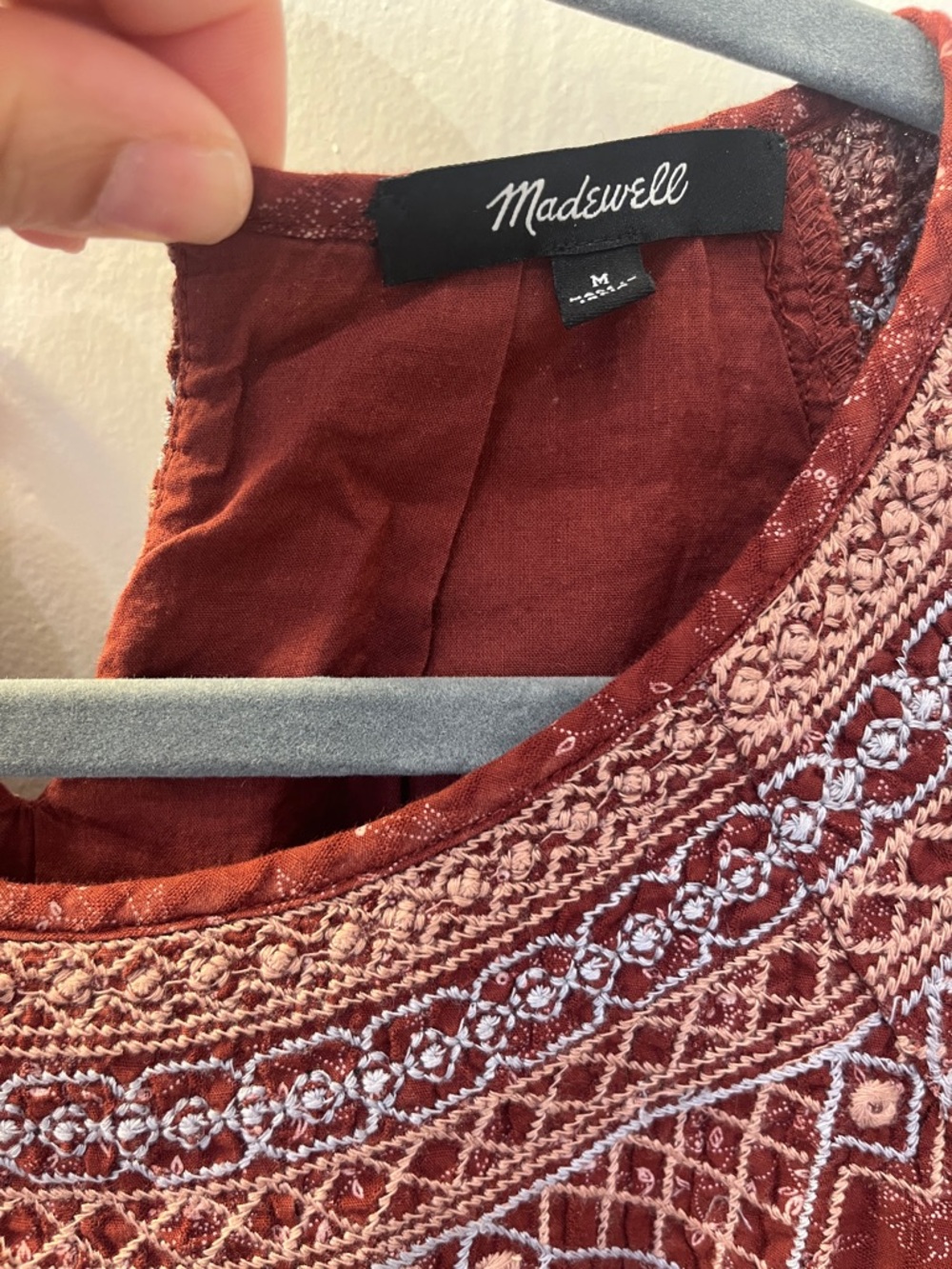 Madewell Rust Red Embroidered Boho Tunic - Picture 2 of 9